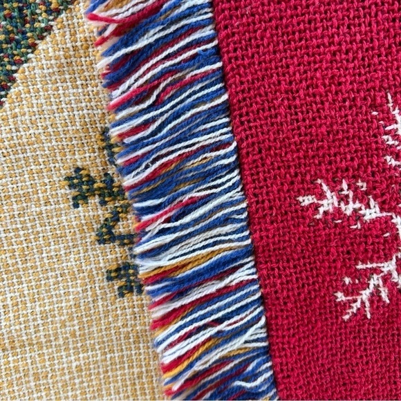 Whimsical Christmas Tapestry Throw Santa Hopes Dreams Wishes Red 68” x 46” GUC - Picture 6 of 6